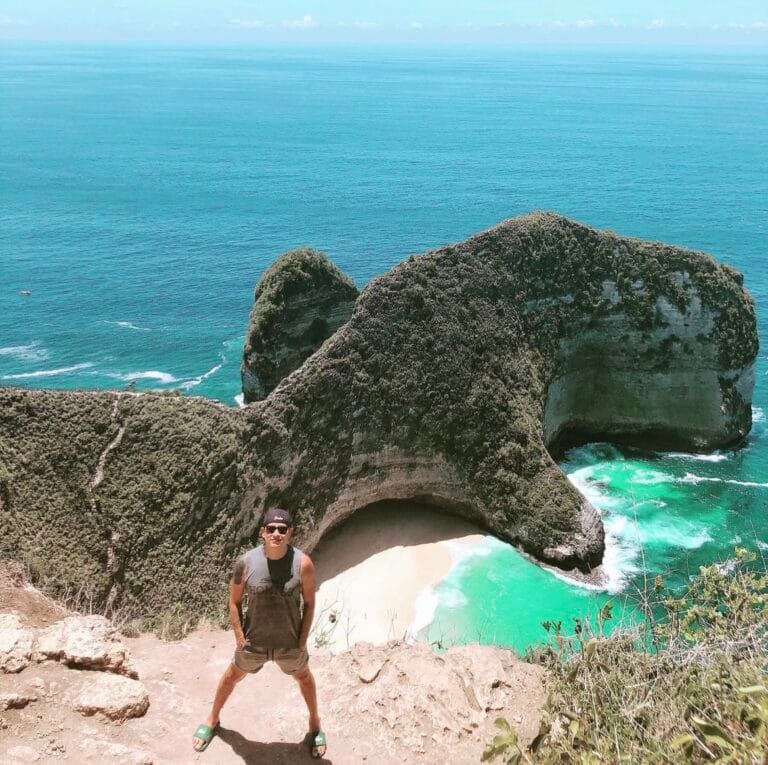 Man with Yankees hat by the beach in Bali